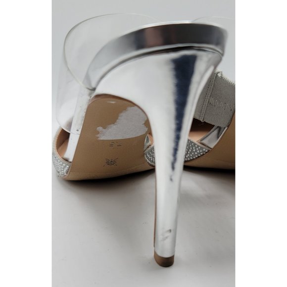 BCBG Harnie Embellished Mule Sandal Heels - Silver 7.5 M - Picture 3 of 3